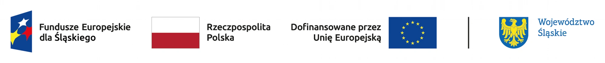 Logotypy: Fundusze Europejskie dla Śląskiego, Rzeczpospolita Polska, Dofinansowane przez Unię Europejską, Województwo Śląskie.
